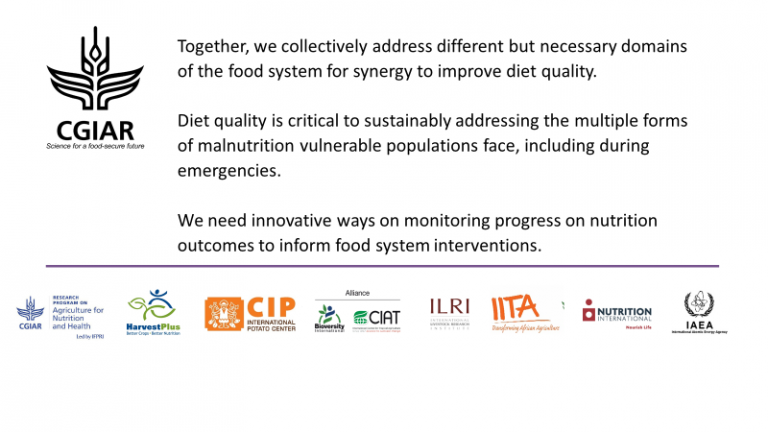 Figure 1: Key messages from the One CGIAR presentation at ADFNS 2020