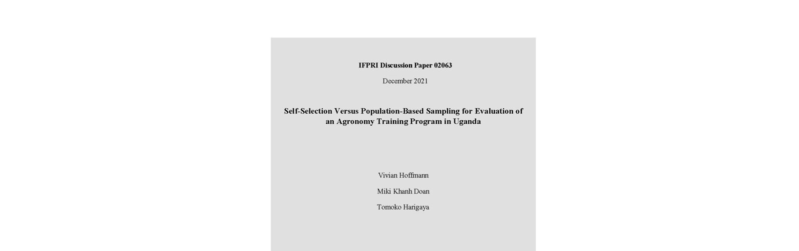 Publication: Self-selection versus population-based sampling for evaluation of an agronomy training program in Uganda