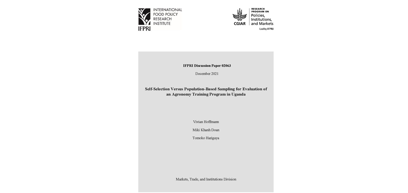Publication: Self-selection versus population-based sampling for evaluation of an agronomy training program in Uganda